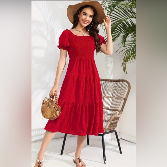 Elegant Red Summer Dress NWOT Size Small - Picture 2 of 4